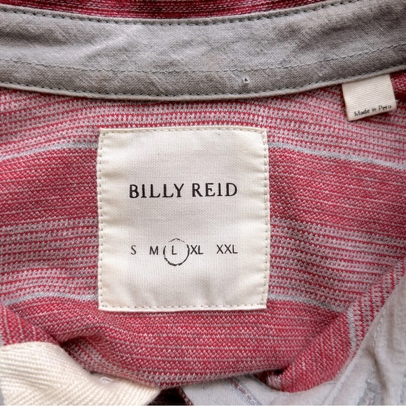 Billy Reid Striped Polo Shirt - Red and Gray - Picture 3 of 7